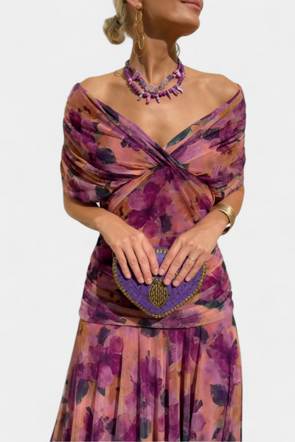 Eugenia | Elegancka Suknia Maxi Off-Shoulder