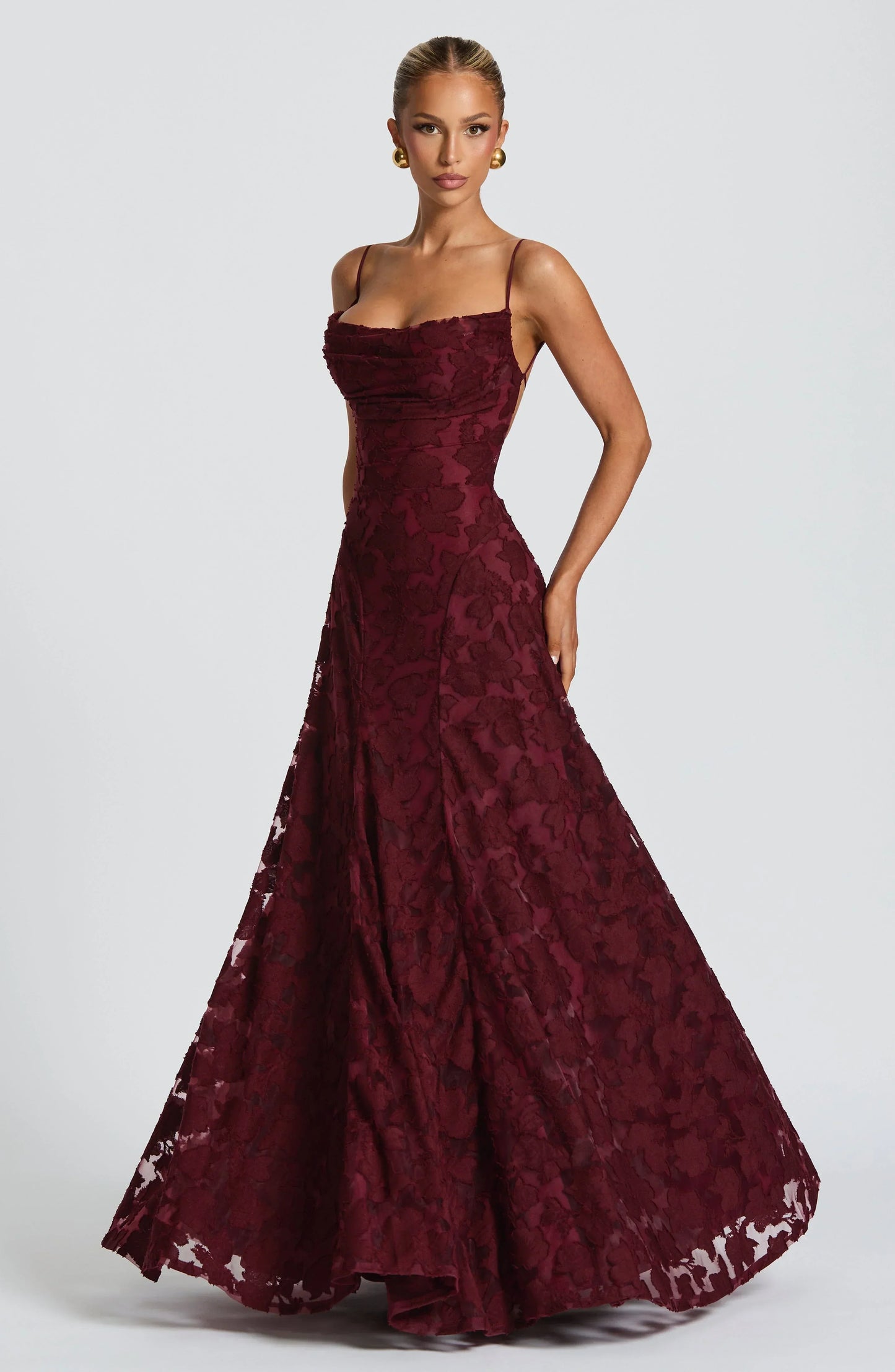 Wacława | Elegancka, drapowana sukienka maxi